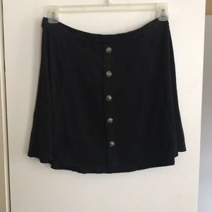 Black Button Up Suede Skirt